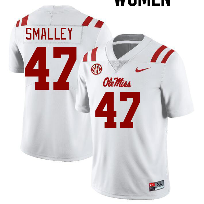 Women #47 Wyatt Smalley Ole Miss Rebels College Football Jerseyes Stitched Sale-White